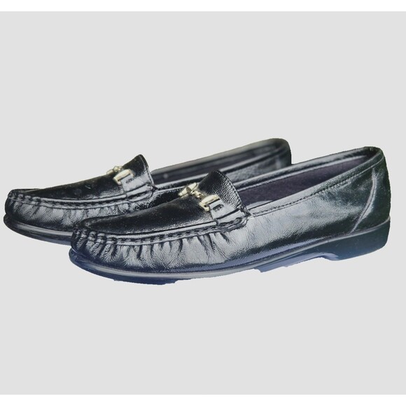 SAS Metro Leather Loafer Women's Sz 9 S Horse Bit Black Patent Comfort Slip On - Picture 3 of 7